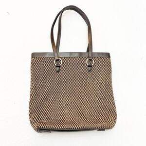 The Sak Brown Elliott Lucca Crochet Vintage Leather Handle Tan Handbag Purse